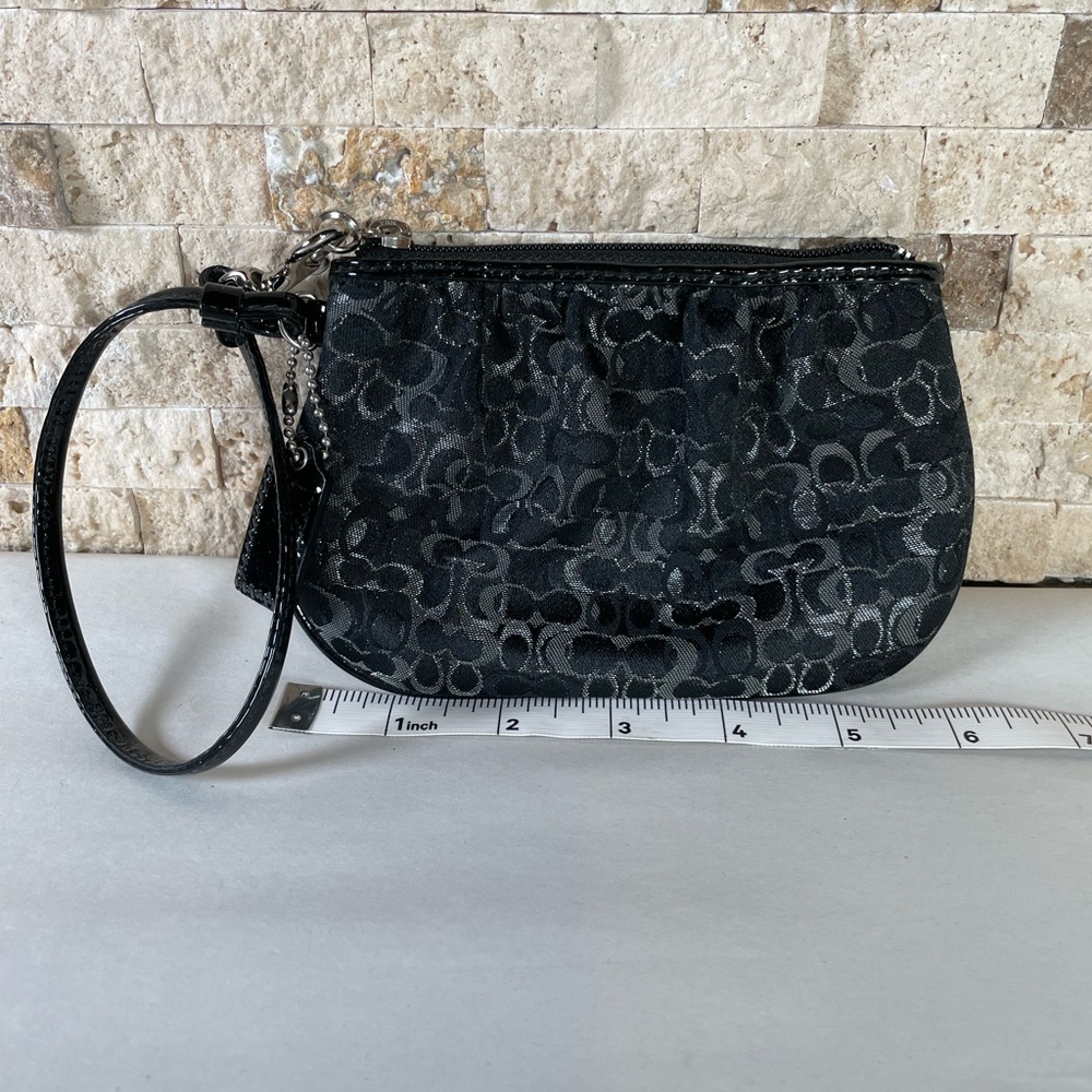 Coach Small Wristlet Black & Silver Like New